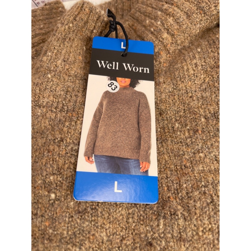 Well Worn Women's Size L Speckled Brown Knit Cozy Mock Neck Sweater NWT